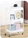 3 Tier Storage Trolley Cart Foldable Metal Rolling Utility Cart Storage Organizer Shelf