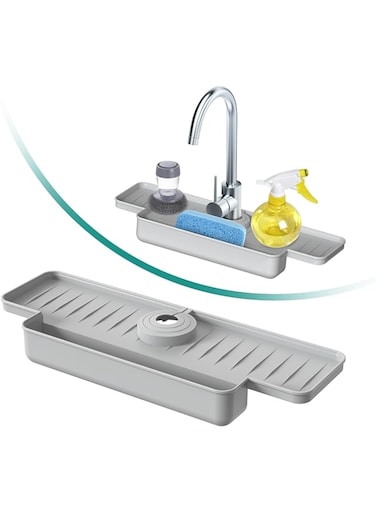 TERRIFI Kitchen Faucet Sink Splash Guard, Silicone Faucet Water Catcher Mat, Kitchen Sink Splash Guard Upgraded Faucet Water Catcher Tray, for Kitchen Bathroom Countertop