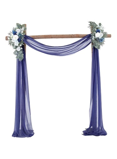 MISTHO Wedding Arch Draping Fabric, 1 Panel 29.5" x 19Ft White Wedding Arch Drapes Sheer Backdrop Curtain for Wedding Ceremony Party Ceiling Decor (Navy Blue)