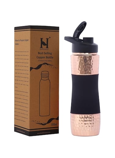 Pure Copper Water Bottle with Sipper, 900 ml Capacity Perfect for Gym, Office and Home use for Ayurveda Health Benefits