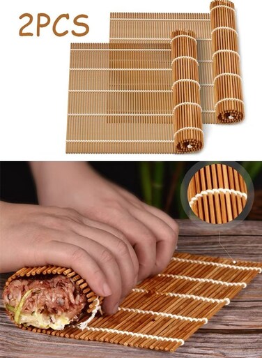 Sushi Rolling Mat 9.5"x9.5" 2 Pcs Kimbap Roller for Home Kitchen Sushi Making Tools