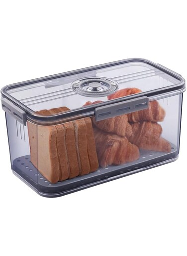 . Bread Box Bread Boxes for Kitchen Counter Airtight, Time Recording Bread Storage Container with Lid, Bread Keeper for .made Bread, Toast, Bagel, Donut and Cookies, Grey