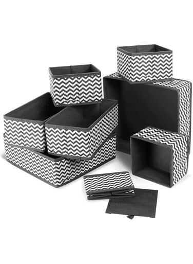 CharmCollection Cabinet Organizers And Storage Fabric Dresser Drawer Dividers Set of 8 Wardrobe Closet Organiser Foldable Storage Box for Socks Underwear Bras Ties Toys Fabric Storage