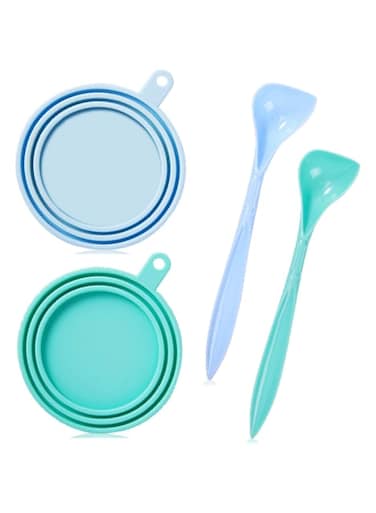 2 Pack Silicon Lids and Spoon for Pets,cat Food Container Cover Dog Food Can Cap Storage Accessories