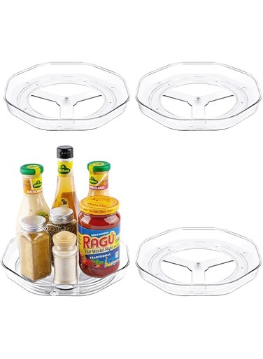 MAKINGTEC Lazy Susan Organizer, Clear Turntable Lazy Susan Spice Rack for Cabinets Kitchen Countertop Bathroom Makeup Pantry Organization and Storage, 9 Inches (4 Pack)