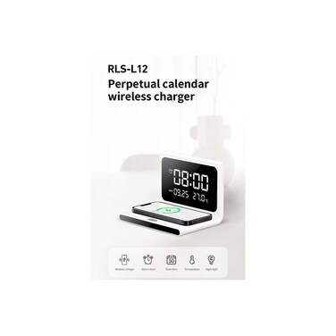 Digital Alarm Clock with 15W Wireless Fast Charger, Temperature Display