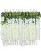 CasRmia 24 PCS Artificial Flowers Garland，Party Decor Wisteria Vine Flowers Party Garden Decoration Wisteria Wedding Party Decor Hanging Floral Decor Wisteria Vine Flowers Garland (White)