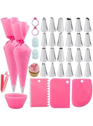 GXLONG Piping Bags and Tips Set, Cake Decorating Supplies for Baking with Reusable Pastry Bags and Tips, Standard Converters, Silicone Rings, Cake Decorating Tools for Cookie Icing, Cake, Cupcake