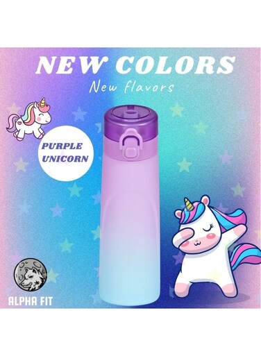 Fit PRO Air Up Compatible Water Bottle 750ml Premium Matte with 3 Flavor Pods - Purple Unicorn