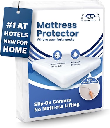 CRAFT Premium Zippered Mattress Protector - 100% Waterproof, Bed Bug &amp; Dust Mite Proof, Allergen Barrier, Breathable, Noiseless (Single/Twin - 100 x 190cm)