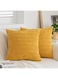 FEVERQIYI Mustard Yellow Corduroy Decorative Throw Pillow Covers 18x18 Inch for Couch Living Room Boho Home Decor Square Cushion Covers Pack of 2 Soft Striped Farmhouse Corduroy Pillowcases