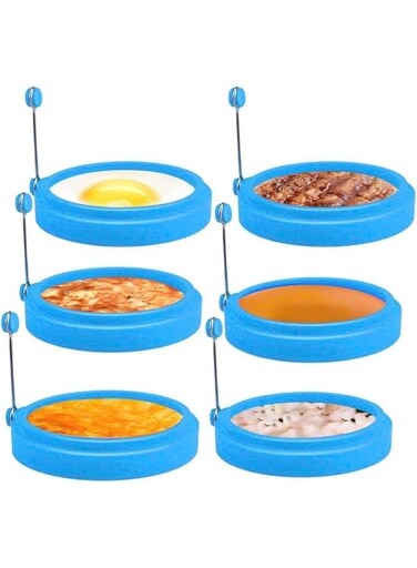 Egg Ring, fried egg ring mold, round non-stick silicone egg ring pancake mold, perfect fried egg mold, pancake ring. Kitchen baking household items (6 pieces)