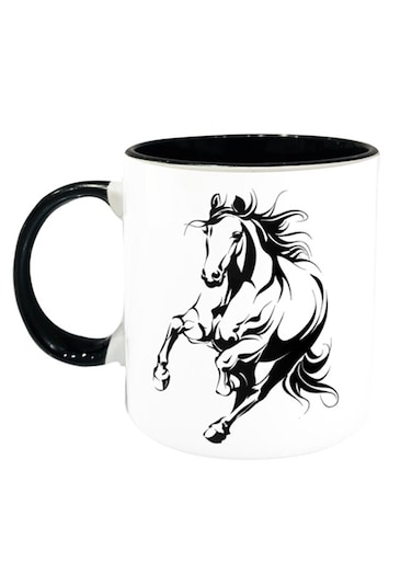 Horse Printed Coffee Mug Black/White