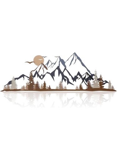 Tazweeq Wall Art Decor,Mountain Range Metal Wall Art Decor,Summit Metal Wall Sign Rustic Wall Art Mountain Wall Decor,Forest Wall Decor Accent,Home Decor(17.5 x 5.3 Inch,Colorful)