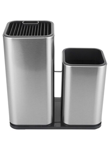 Salaty Universal Knife Block, Universal Knife Block Holder, with Scissors-Slot 2 in 1 Knife Stand Modern Rectangular Design for Kitchen Accessories Home Kitchen