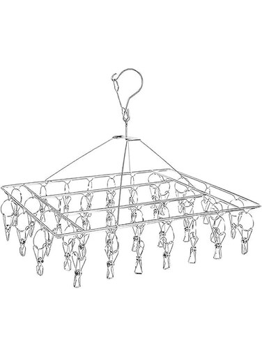 Maykela Clothes Drying Rack Clips Laundry Hanger Clips Clothes Hanger with Clips Socks Rack Hangers with Clips for Bras,Shoe Insoles (Silver-50 Pcs)