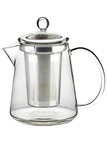 Glass Teapot Strainer And Lid Clear/Silver 550ml