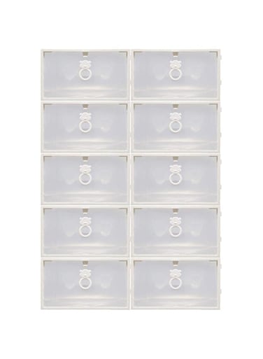 10Pcs Clear Plastic Shoe Storage Transparent Stackable Tidy Organizer box &hellip; (Transparent 10PCS)