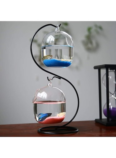YXYXN Creative Eco Fish Tank, Hanging Transparent Betta Fish Tank, Tabletop Aquarium, Mini Goldfish Bowl With Bracket, Glass Fish Bowl for Wedding/Bar/Office,C