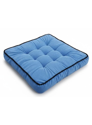 MaximHome Premium Velour Fabric Square Cushion with Black Border &acirc;&euro;&ldquo; Deep Blue Modern Home Accent Pillow, 40&Atilde;&mdash;40&Atilde;&mdash;7 cm