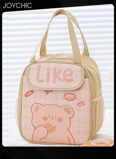 Cartoon Large Capacity Thermal Lunch Bag Leakproof Flap Closure Zipper Lunch Box Organizer for School Travel Outdoor Camping Picnic