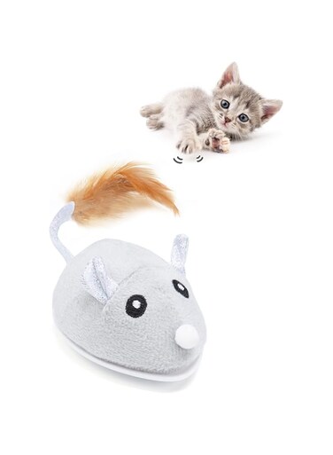 Petchain Interactive Cat Toy, Cat Toys for Indoor Cats Cat Feather Toys Automatic Cat Toy Cat Mouse Toy with Feather Tail Kitty Toys with USB Charging