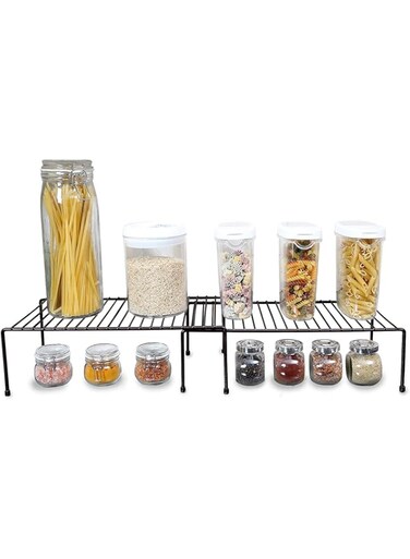 Cabinet Storage Shelf Rack - Large Expandable Kitchen Storage Racks and Holders - Steel Metal Wire - Cupboard, Plate, Dish, Counter &amp; Pantry Organizer