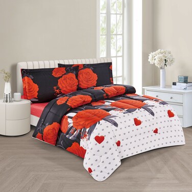 STARGOLD Microfiber Solid 4 Pieces Comforter Set Fitted Sheet, Pillowsham, Comforter 170X230 CM King Size Mattress SG-CP2016