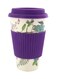 HOME Floral Design Travel Mug With Lid And Sleeve Purple 9.6 x 15.4 x 9.7cm