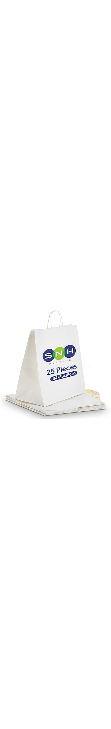 SNH Packing paper White Bag Twisted Handle - 34 x 33 18, 25 Units