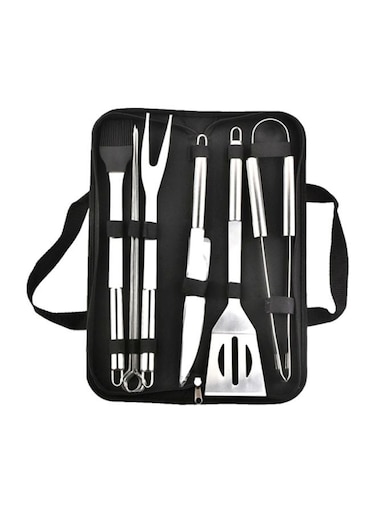 9-Piece BBQ Tool Set Silver