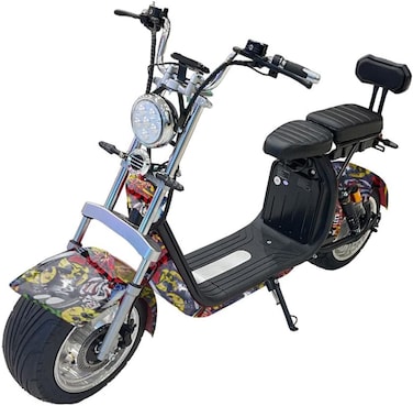 Crony X3 Big Harley Electric Motorcycle - Street Dance, 1500W, 50-68Km/H, 60V/12Ah Li-Ion Battery, Double Seat, Unisex, Children And Teenagers