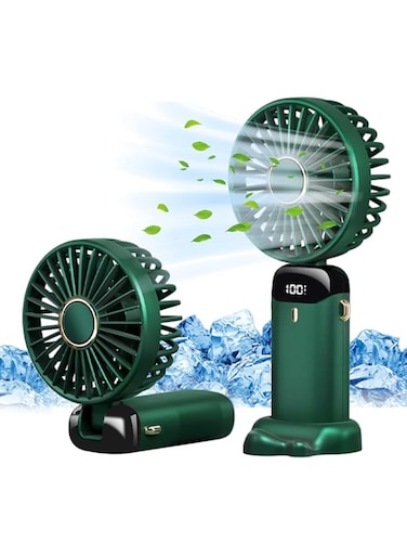 GraGra Hand Held Fan, 5000mAh Quiet Mini Personal Fan, Portable Handheld USB Rechargeable Fans with 5 Speeds, Foldable Desk Desktop Fans with LED Display for Home Office Bedroom Outdoor Travel
