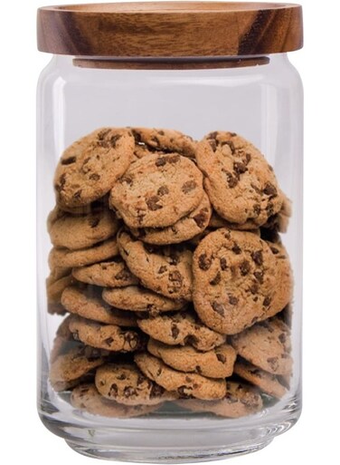 Glass Canister With Stackable Wooden Lid (Medium) 753Ml