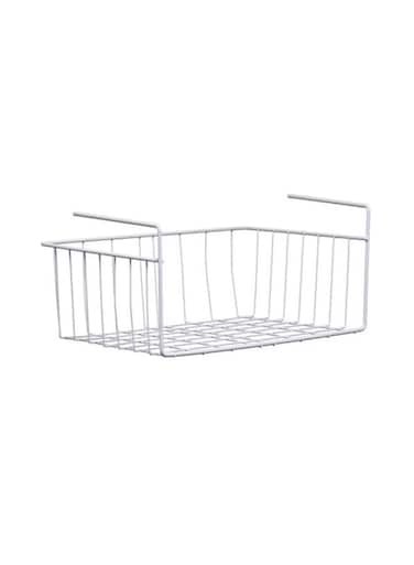 Under Shelf Table Storage Basket Rack White 43.4x28.9x15.5cm