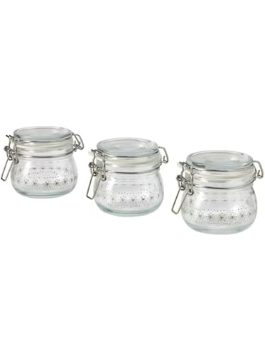 Jar with lid, patterned/light green13 cl
