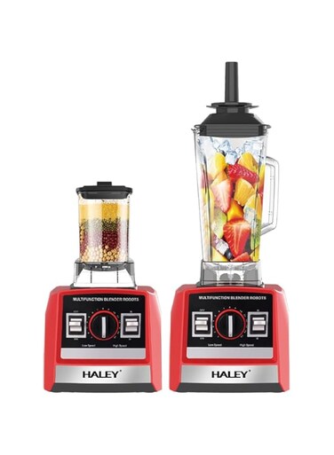 Wtrtr HALEY 2.5L 5500W,Heavy Duty Commercial Grade Blender: Multifunctional 2-in-1 Juicer Mixer with 2 Jars   Stainless Steel Blades   Fruit Processor, Grinder, Smoothie Maker (Red)