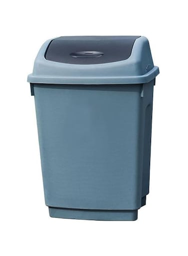 MOMENT 40L Flip-Top Waste Bin, Trash Can with Swing-top Lid, Plastic Garbage Bin for Office, Bedroom, Bathroom, Dorm Room, Blue
