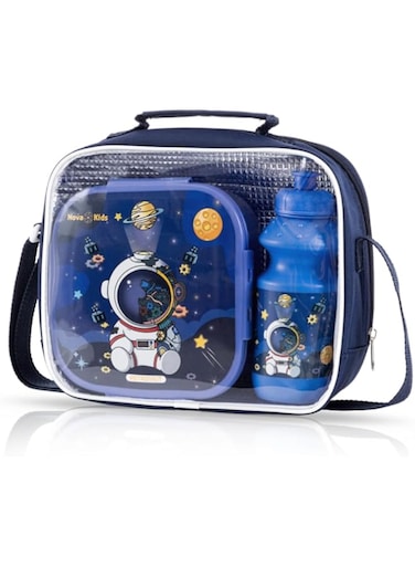 Nova Kids Lunch Box and Water Bottle With Lunch Bag - Space Blue
