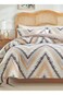 Home Queen size 6 pieces set: 1 Duvet cover - 200*230cm.; 1 Flat sheet - 230*250cm.; 4 Pillow covers - 50*75cm. Bedding set, brown zig zag pattern, very soft quality.