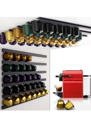 Wallmounted Coffee Pod Holder,6-Piece Coffee Pod Counter Storage Strips,Selfadhesive DIY Coffee Pod Holder