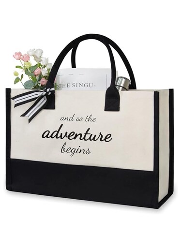 TOPDesign Canvas Tote Bag, Bridal Shower Gifts for Bride, Wedding Bachelorette Bride Gifts Shoulder Bag