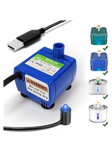 OYESauto Cat Water Fountain Pump, Pet Water Fountain Pump Replacement Pump DR-DC160 Motor,Pet Drinking Fountain and Cat Water Dispenser Replacement Pump (Blue)