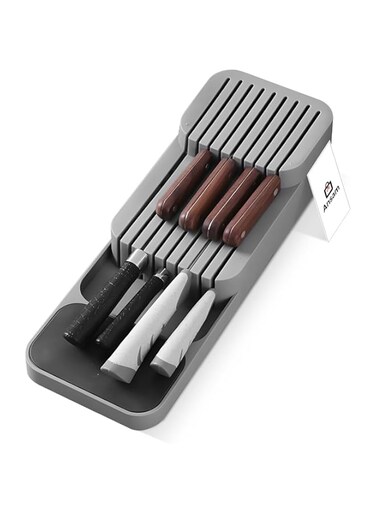 ANSAM Kitchen Knife Organizer   Compact &amp; Space Saving   Tableware Container   Fits for Knife Sizes   Cutlery Storage Tray Partition Box
