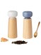 Salt and Pepper Grinder Set, Ceramic Lid Pepper Grinder with Adjustable Coarse Grind, Refillable Sea Salt and Black Pepper (2 Pieces Indigo + White)17.5 cm