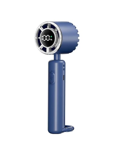 Portable Handheld mini Fan,5 Adjustable Speeds, 2000mAh USB Rechargeable Battery, Desk Base &ndash; Personal Turbo Fan for Travel, Outdoor, Home, and Office Use, Lasts 1-3 Hours (BLUE)