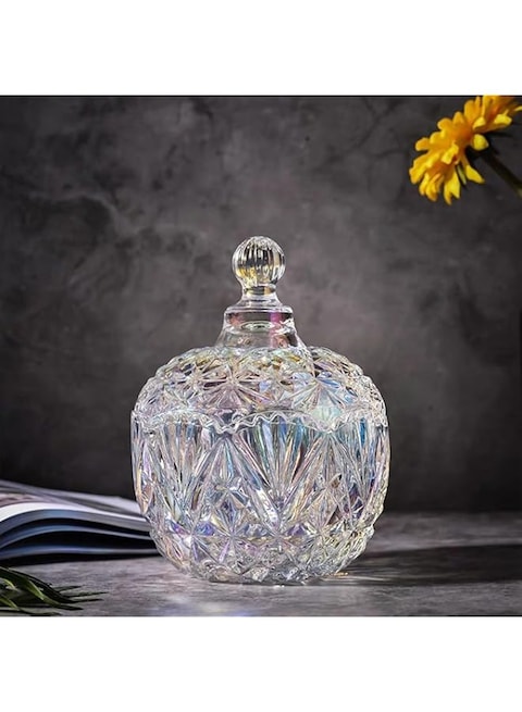THE WHITE SHOP Colorful Glass Storage Jar, Candy Jar with Lid, Cookie Jar, Jewelry Box Biscuit Containers(Size:LARGE)