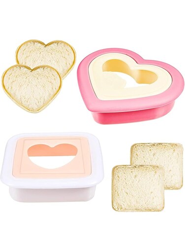 KASTWAVE Heart Sandwich Cutter and Sealer Decruster, DIY Pocket Sandwiches Molds, Fun Sandwich Cutters for Kids, Sandwich Maker for Kids and Family Kitchen Tools (2 Pcs)