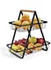 Khazna 2-Tier Countertop Fruit Basket Storage, Vegetable Rack Bread Display Stand for Kitchen, Black