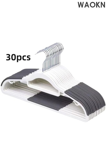 30 Pcs Clothes Hangers , Heavy Plastic Duty Durable Coat and Clothes Hangers , Dry Wet Coat Hangers with Non-Slip Pads , Space Saving Laundry Hangers , Suitable for bedrooms and balconies ,Non-slip ,non-deforming .